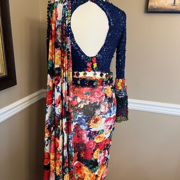 Beautiful pre-draped lehenga saree Indian India Hindu wedding Sangeet sari - Picture 4 of 9